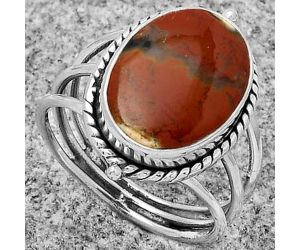 Natural Red Moss Agate Ring size-7.5 SDR179823 R-1010, 11x15 mm