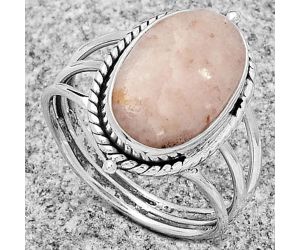 Natural Pink Scolecite Ring size-9.5 SDR179834 R-1010, 10x16 mm