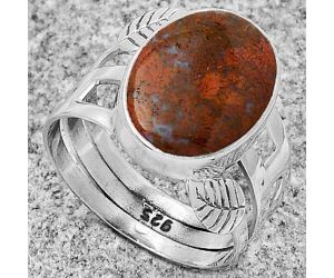 Natural Red Moss Agate Ring size-7.5 SDR179844 R-1400, 11x15 mm