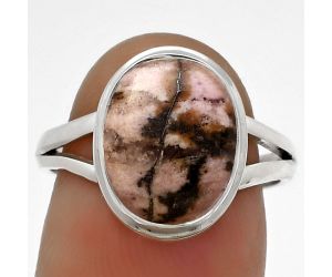 Natural Rhodonite Ring size-7.5 SDR179889 R-1008, 9x13 mm
