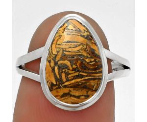 Natural Coquina Fossil Jasper - India Ring size-7 SDR179891 R-1008, 9x14 mm