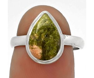 Natural Unakite Ring size-7 SDR179893 R-1007, 8x12 mm