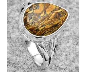 Coquina Fossil Jasper - India Ring size-7.5 SDR179906 R-1008, 10x14 mm