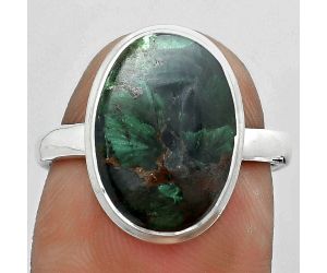 Natural Turkish Rainforest Chrysocolla Ring size-8 SDR179953 R-1007, 11x15 mm