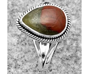 Natural Red Brecciated Jasper Ring size-7 SDR180331 R-1010, 8x12 mm