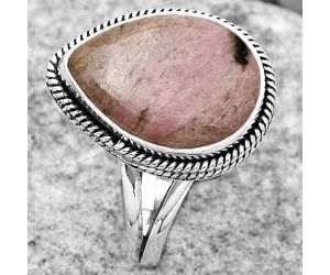 Natural Rhodonite Ring size-8 SDR180380 R-1010, 12x16 mm