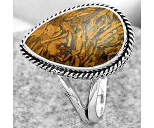 Coquina Fossil Jasper - India Ring size-8.5 SDR180393 R-1010, 11x17 mm