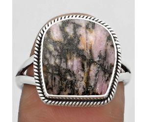 Natural Rhodonite Ring size-8.5 SDR180420 R-1010, 13x14 mm