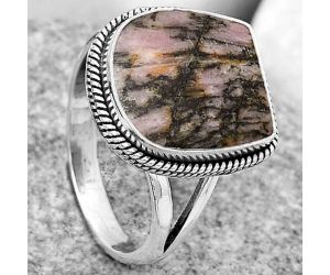 Natural Rhodonite Ring size-8.5 SDR180420 R-1010, 13x14 mm