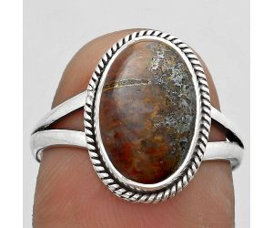 Natural Purple Cow Jasper Ring size-7.5 SDR180428 R-1010, 9x13 mm