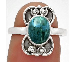 Natural Azurite Chrysocolla Ring size-7 SDR180547 R-1121, 7x9 mm