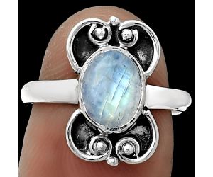 Natural Rainbow Moonstone - India Ring size-7 SDR180565 R-1121, 7x9 mm