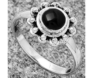 Natural Black Onyx - Brazil Ring size-8.5 SDR180600 R-1124, 6x6 mm