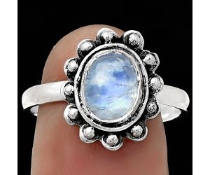 Natural Rainbow Moonstone - India Ring size-8.5 SDR180605 R-1124, 7x9 mm
