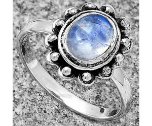 Natural Rainbow Moonstone - India Ring size-8.5 SDR180605 R-1124, 7x9 mm