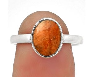 Natural Red Sponge Coral Ring size-7.5 SDR180626 R-1191, 8x10 mm