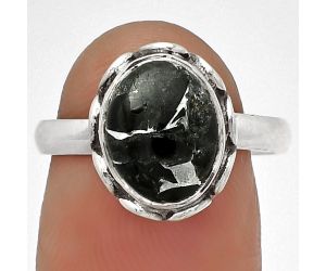 Natural Obsidian And Zinc Ring size-7.5 SDR180722 R-1198, 8x11 mm