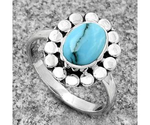 Natural Turquoise Morenci Mine Ring size-7 SDR180745 R-1174, 7x9 mm
