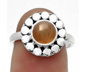 Natural Peach Moonstone Ring size-7 SDR180755 R-1174, 7x7 mm