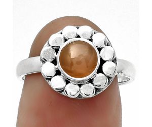 Natural Peach Moonstone Ring size-7 SDR180761 R-1174, 6x6 mm