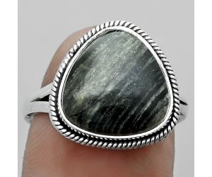 Natural Silver Leaf Obsidian Ring size-8.5 SDR180848 R-1010, 13x13 mm