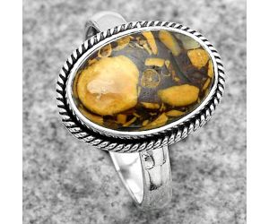 Coquina Fossil Jasper - India Ring size-7.5 SDR180850 R-1009, 10x14 mm