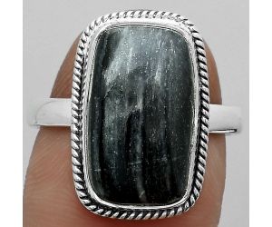 Natural Silver Leaf Obsidian Ring size-8.5 SDR180897 R-1009, 10x17 mm