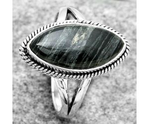 Natural Silver Leaf Obsidian Ring size-7.5 SDR180906 R-1010, 8x17 mm