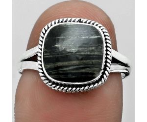 Natural Silver Leaf Obsidian Ring size-7 SDR180917 R-1010, 10x10 mm