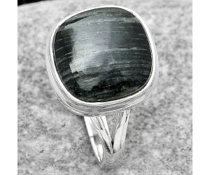 Natural Silver Leaf Obsidian Ring size-8.5 SDR180980 R-1008, 13x13 mm