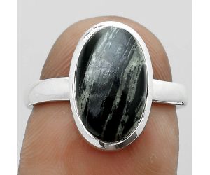 Natural Silver Leaf Obsidian Ring size-7 SDR181130 R-1007, 8x13 mm