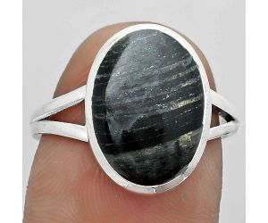 Natural Silver Leaf Obsidian Ring size-8 SDR181163 R-1008, 10x15 mm