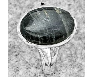 Natural Silver Leaf Obsidian Ring size-8 SDR181163 R-1008, 10x15 mm