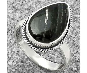 Natural Silver Leaf Obsidian Ring size-7 SDR181429 R-1009, 10x16 mm