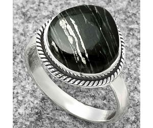 Natural Silver Leaf Obsidian Ring size-8 SDR181430 R-1009, 12x12 mm