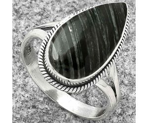 Natural Silver Leaf Obsidian Ring size-8.5 SDR181442 R-1010, 9x18 mm