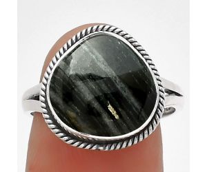 Natural Silver Leaf Obsidian Ring size-8 SDR181452 R-1010, 13x13 mm