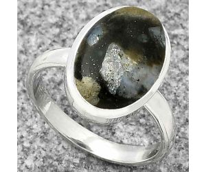 Llanite Blue Opal Crystal Sphere Ring size-7 SDR181479 R-1004, 10x15 mm