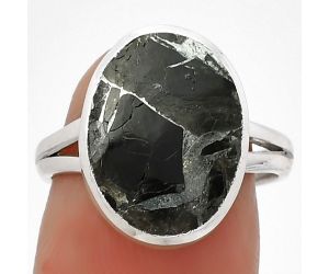 Natural Obsidian And Zinc Ring size-7 SDR181489 R-1005, 11x15 mm