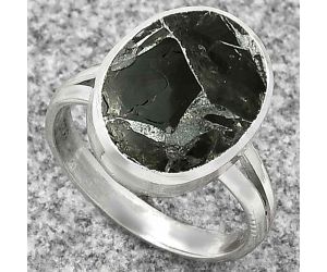 Natural Obsidian And Zinc Ring size-7 SDR181489 R-1005, 11x15 mm