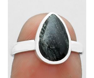 Natural Silver Leaf Obsidian Ring size-7 SDR181532 R-1004, 8x12 mm