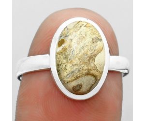 Natural Rock Calcy Ring size-8 SDR181542 R-1004, 8x13 mm