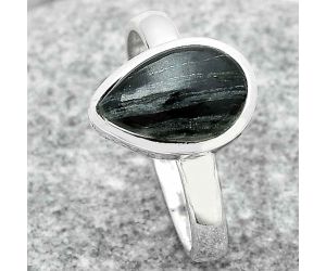 Natural Silver Leaf Obsidian Ring size-7.5 SDR181562 R-1004, 7x11 mm