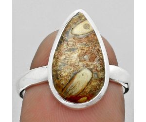 Natural Rock Calcy Ring size-8.5 SDR181613 R-1004, 9x16 mm