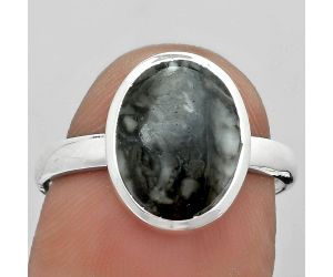 Natural Mexican Cabbing Fossil Ring size-8 SDR181634 R-1004, 9x12 mm