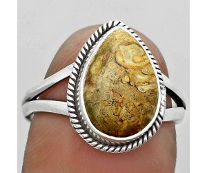 Natural Rock Calcy Ring size-8 SDR181655 R-1010, 9x13 mm
