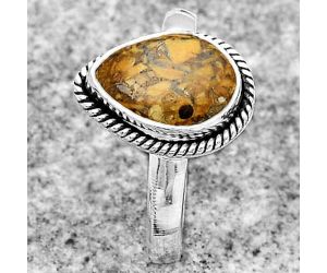 Natural Coquina Fossil Jasper - India Ring size-7 SDR181683 R-1009, 7x11 mm