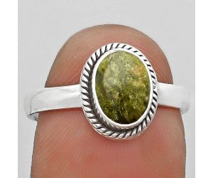 Natural Unakite Ring size-8 SDR181698 R-1009, 7x9 mm