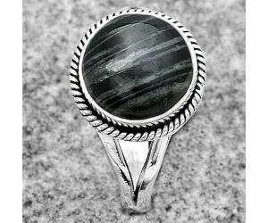 Natural Silver Leaf Obsidian Ring size-7.5 SDR181702 R-1010, 10x10 mm