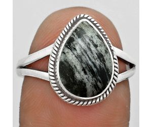 Natural Silver Leaf Obsidian Ring size-8 SDR181707 R-1010, 9x13 mm